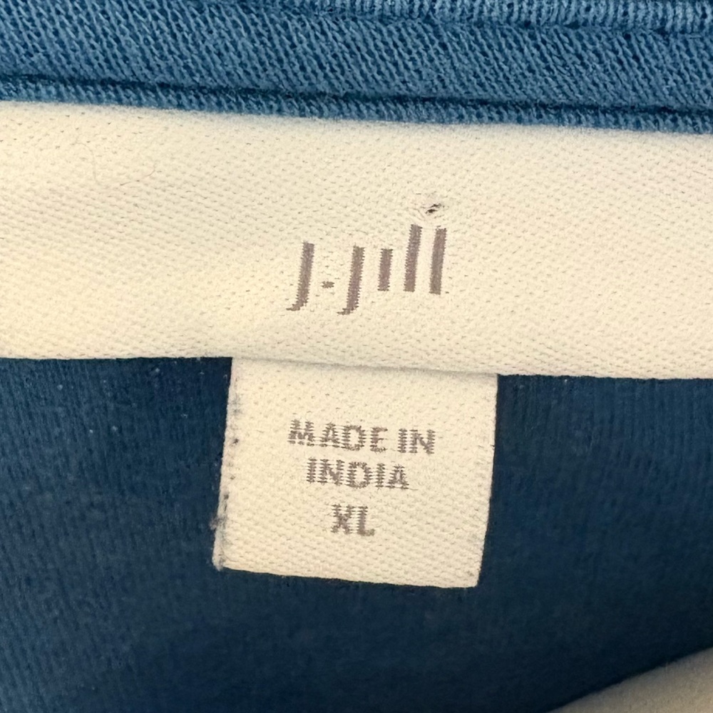 J. Jill Long Sleeve V-Neck Tunic Lightweight Sweater Pockets Blue Cotton Size XL - Picture 2 of 8